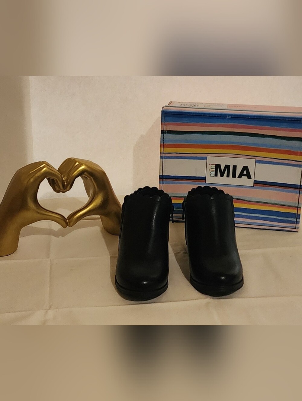 MIA Black Scalloped-Edge Kids Booties
